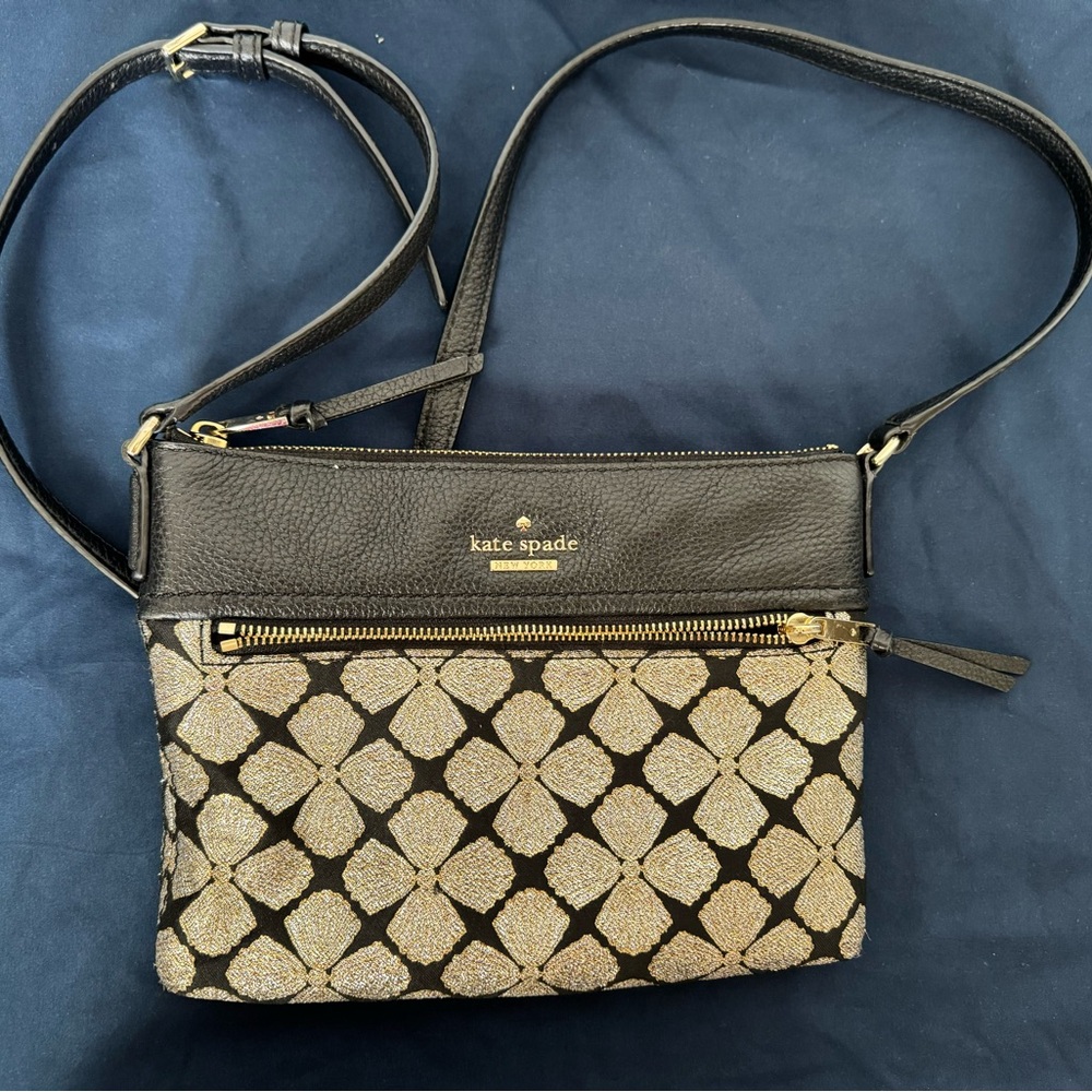 Kate Spade black and gold crossbody purse